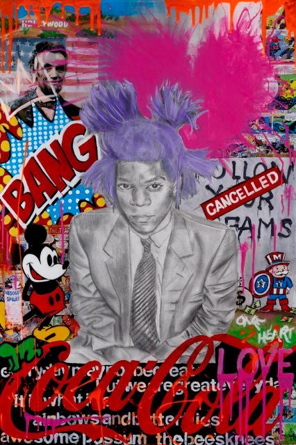 Basquiat Burst - 24" x 36" mixed media acrylic on canvas - ArtByLJS