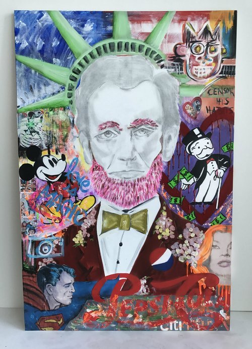 Conflicted Abe (Painting on Canvas) - ArtByLJS